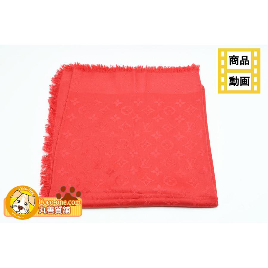 ルイヴィトン ショール・モノグラム 赤 シルク 60% ウール 40% クリーニング済 長期保管品 程度AB 中古 送料無料 動画 Youtube | LOUIS VUITTON