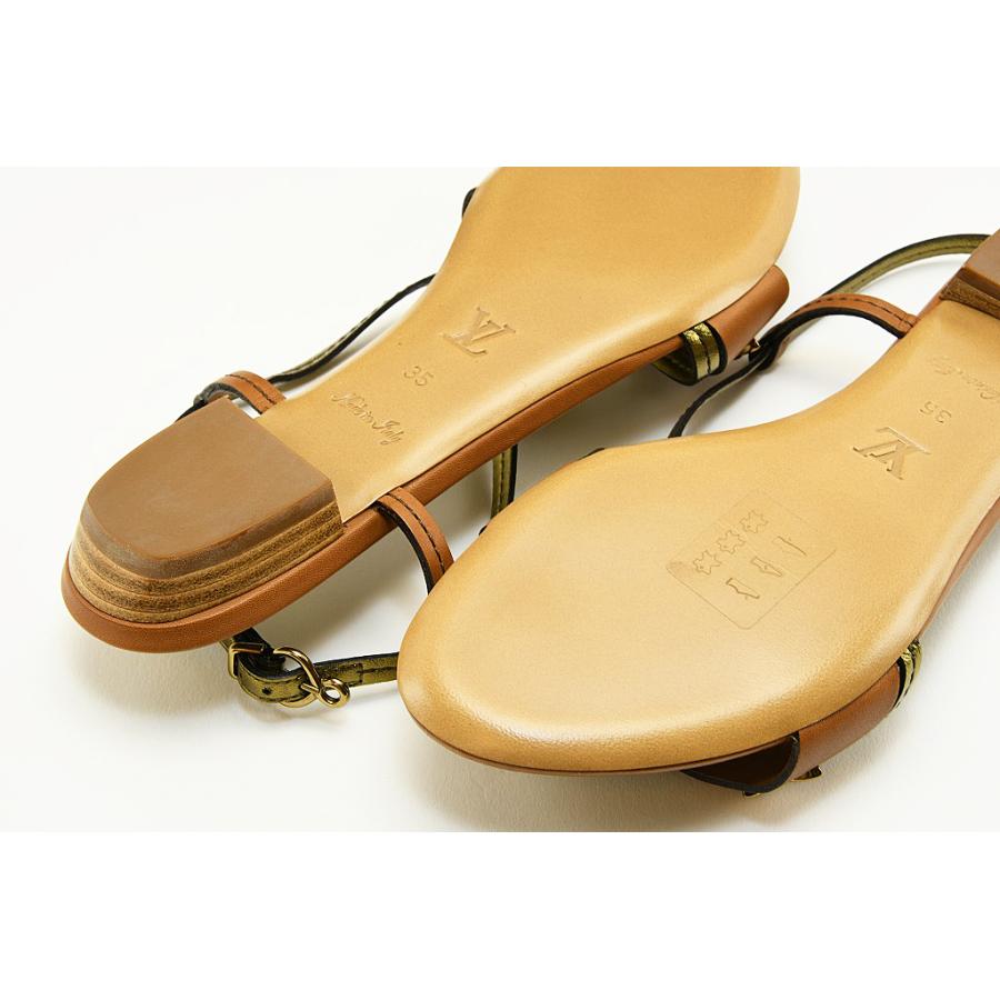 ルイヴィトン ライン サンダル ブロンズ/ブラウン サイズ35 22.5cm 未使用品 長期保管 程度SA 中古 送料無料 動画 Youtube | LOUIS VUITTON | 07