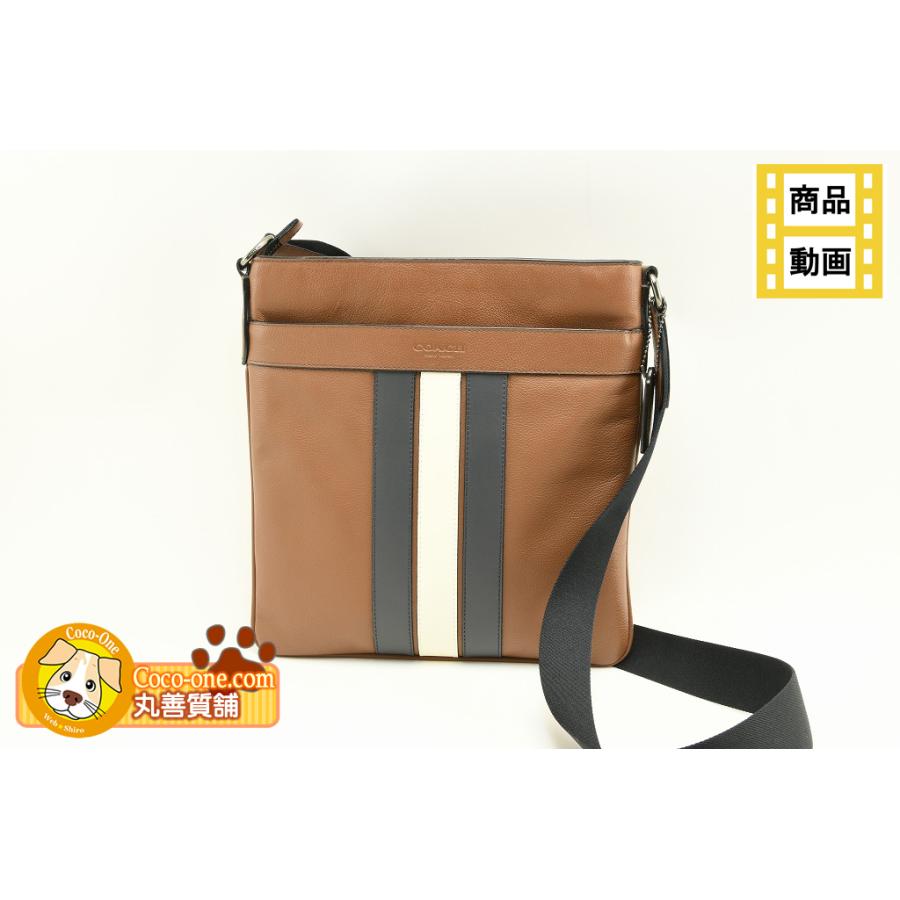 コーチ COACH ショルダーバッグ 斜め掛け F23216 茶 ストライプ レザー