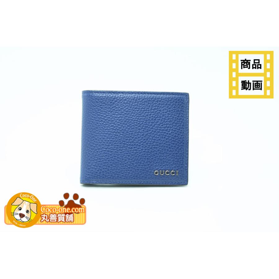 GUCCI 青 レザー 二つ折り財布 GUCCI - グッチ GUCCI 二つ折りウォレット コンパクトウォレット
