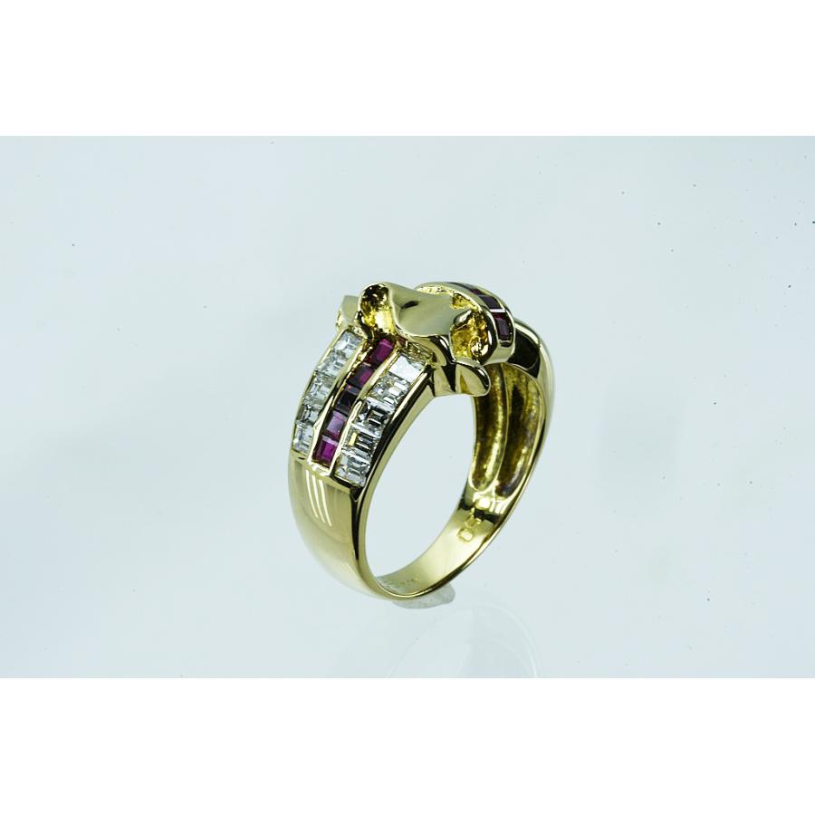 K18リング ルビー/ダイヤ デザインリング R0.50/D0.55 6.6g #12 鑑別 仕上げ 中古品 程度Aの画像