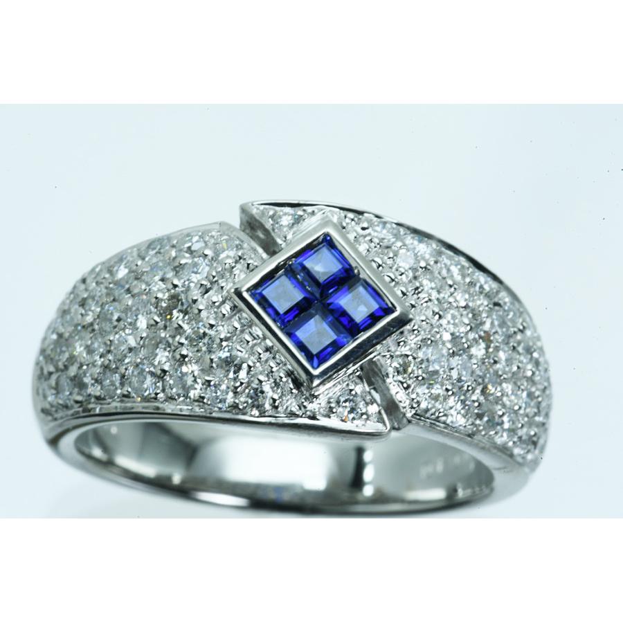 Pt900リング サファイア/ダイヤ S0.40/D0.83 9.2g #12 鑑別 仕上げ済 中古品 程度Aの画像