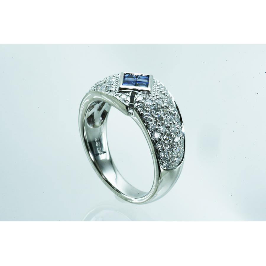 Pt900リング サファイア/ダイヤ S0.40/D0.83 9.2g #12 鑑別 仕上げ済 中古品 程度Aの画像