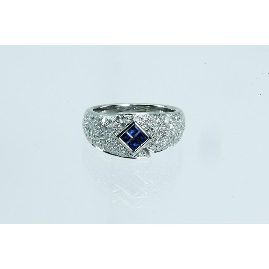 Pt900リング サファイア/ダイヤ S0.40/D0.83 9.2g #12 鑑別 仕上げ済 中古品 程度Aの画像