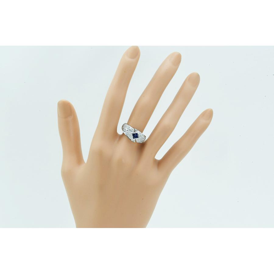 Pt900リング サファイア/ダイヤ S0.40/D0.83 9.2g #12 鑑別 仕上げ済 中古品 程度Aの画像