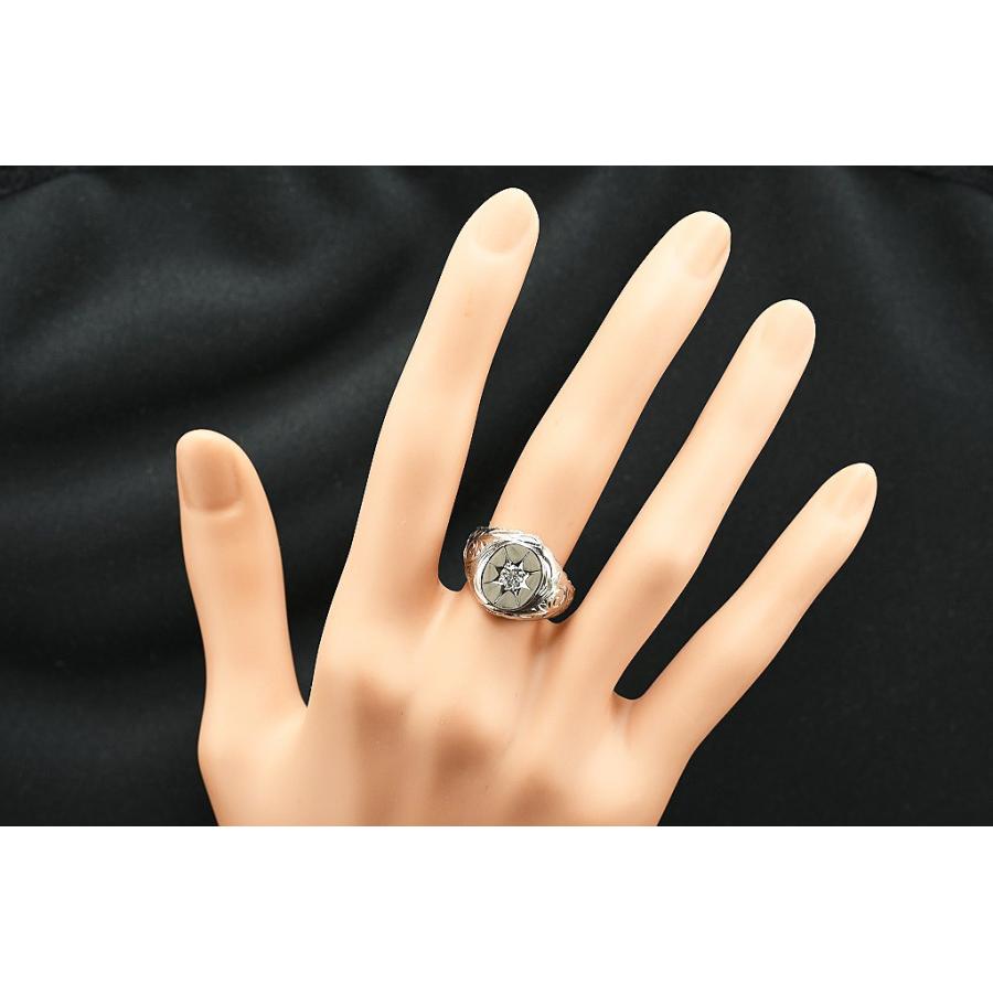 Pt850リング 印台 ダイヤ付 D0.21 17.2g #18 検定刻印 仕上げ 鑑別 