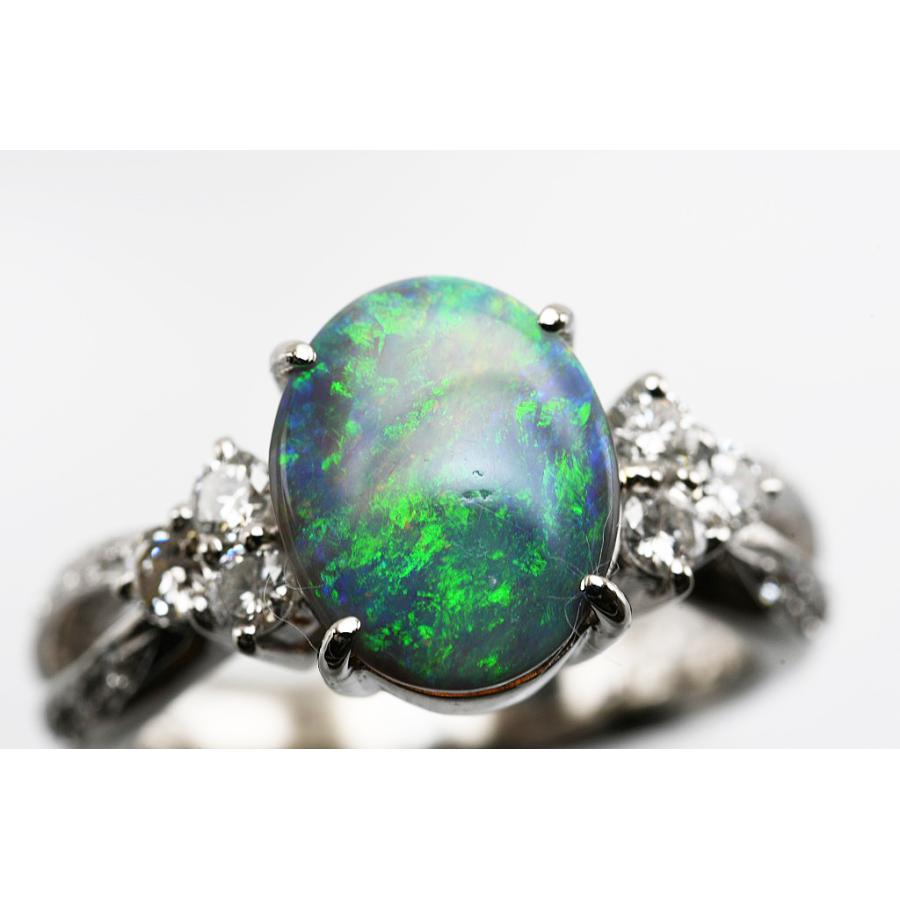 Pt900リング ブラックオパール/ダイヤ 1.65/D0.41 11.6g 11号 仕上げ  