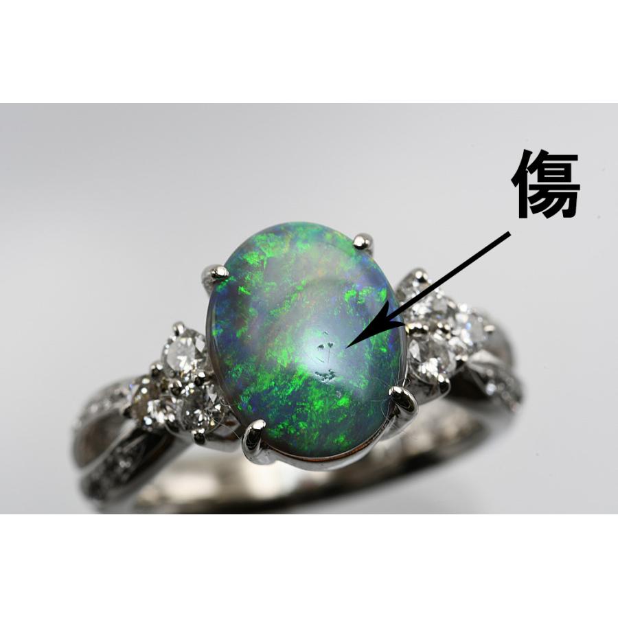 Pt900リング ブラックオパール/ダイヤ 1.65/D0.41 11.6g 11号 仕上げ  