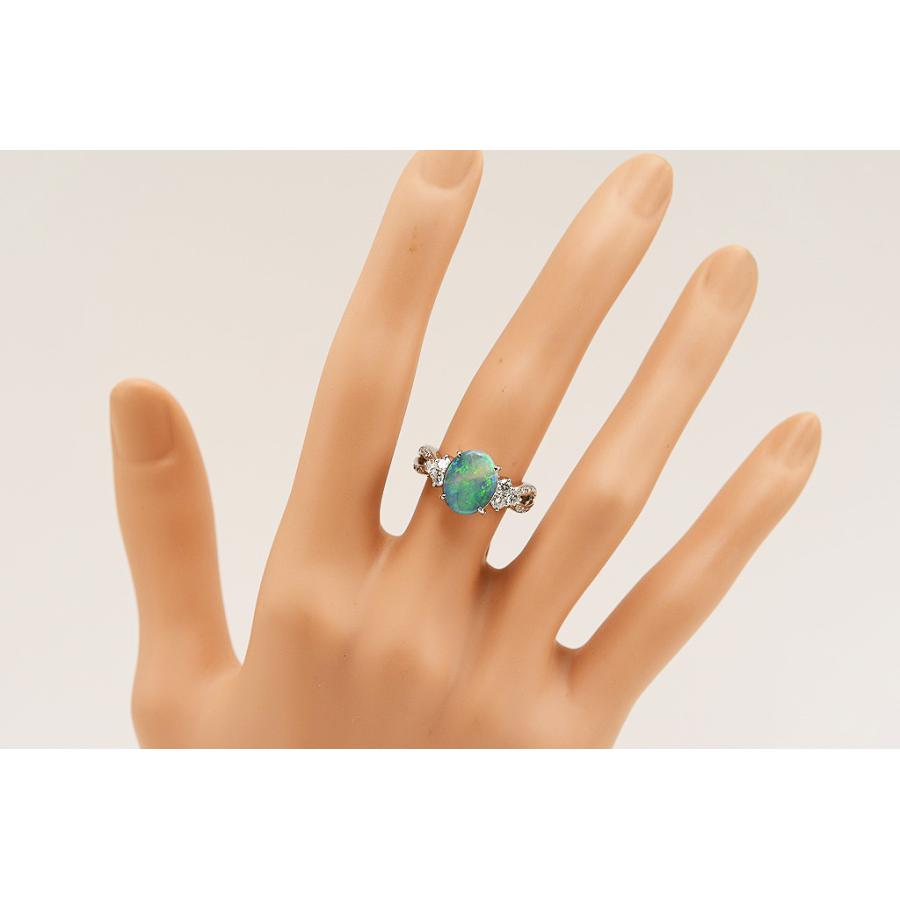 Pt900リング ブラックオパール/ダイヤ 1.65/D0.41 11.6g 11号 仕上げ  