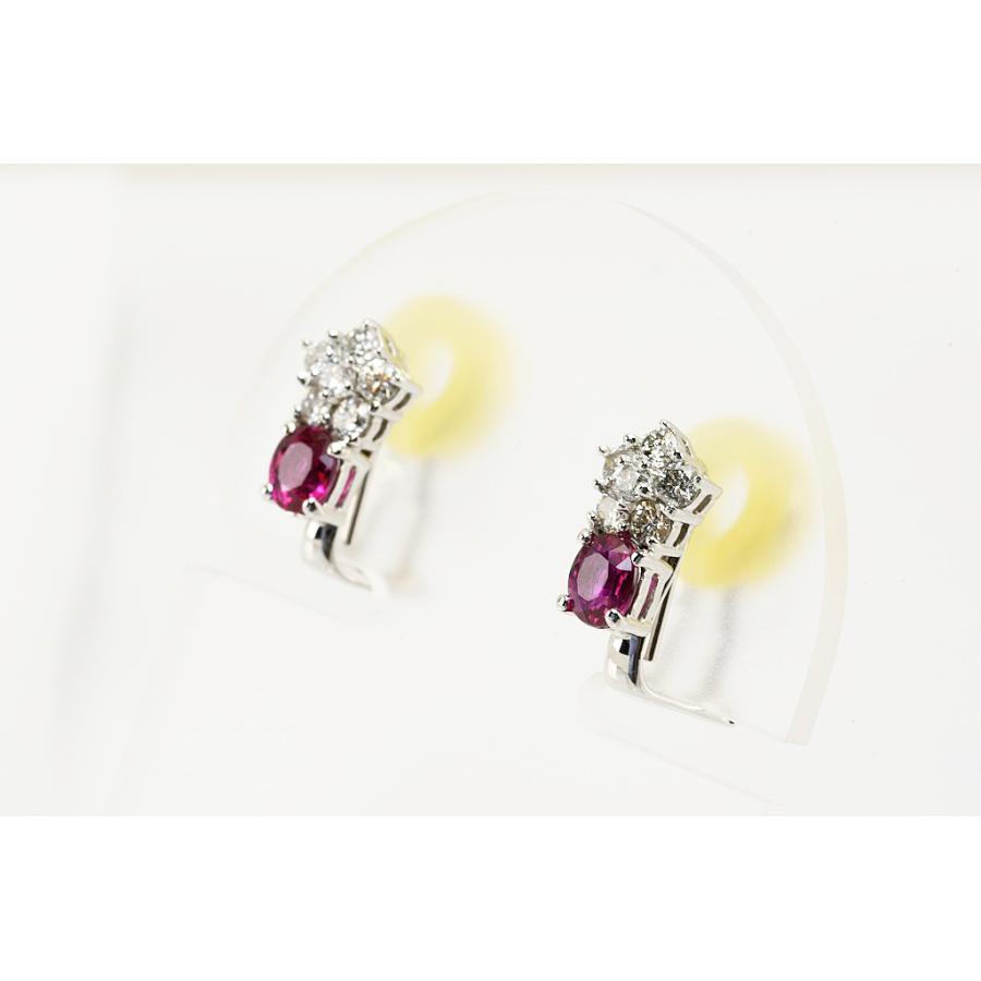 K14WGピアリング ルビー/ダイヤ R0.87/D0.55 3.8g 鑑別付 仕上げ 中古品 程度A 中古 送料無料 動画 Youtubeの画像