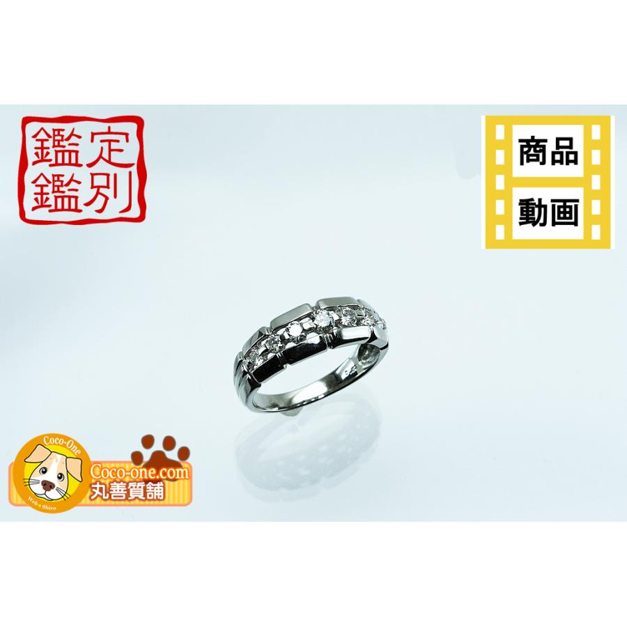 Pt950リング ダイヤデザインリング D0.52 5.1g #14 鑑別 仕上げ 中古品 