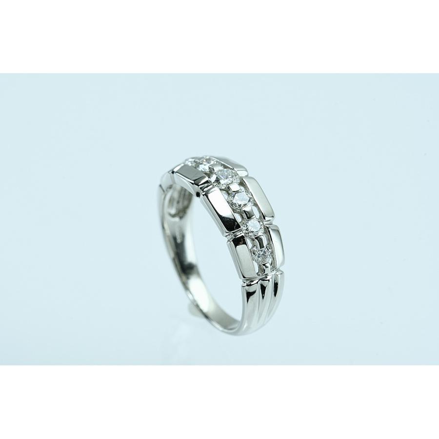 Pt950リング ダイヤデザインリング D0.52 5.1g #14 鑑別 仕上げ 中古品