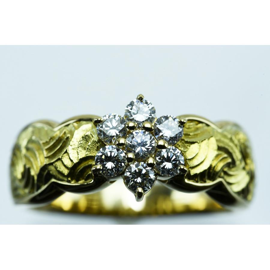 K18リング ダイヤ付 デザインリング D0.52 7.5g #16 鑑別 中古品 程度A 中古 送料無料 動画 Youtubeの画像