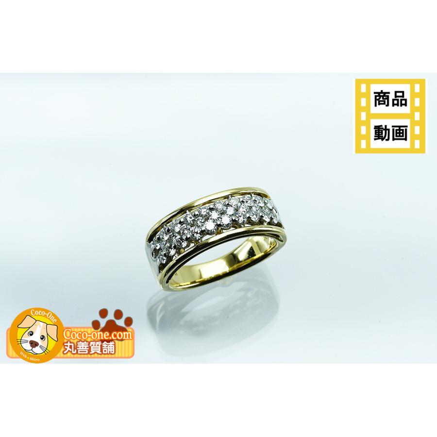 K18+Pt900リング ダイヤデザインリング D0.85 #13 9.2g 仕上げ 中古品 