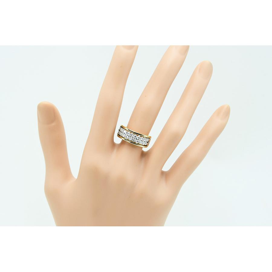 K18+Pt900リング ダイヤデザインリング D0.85 #13 9.2g 仕上げ 中古品 