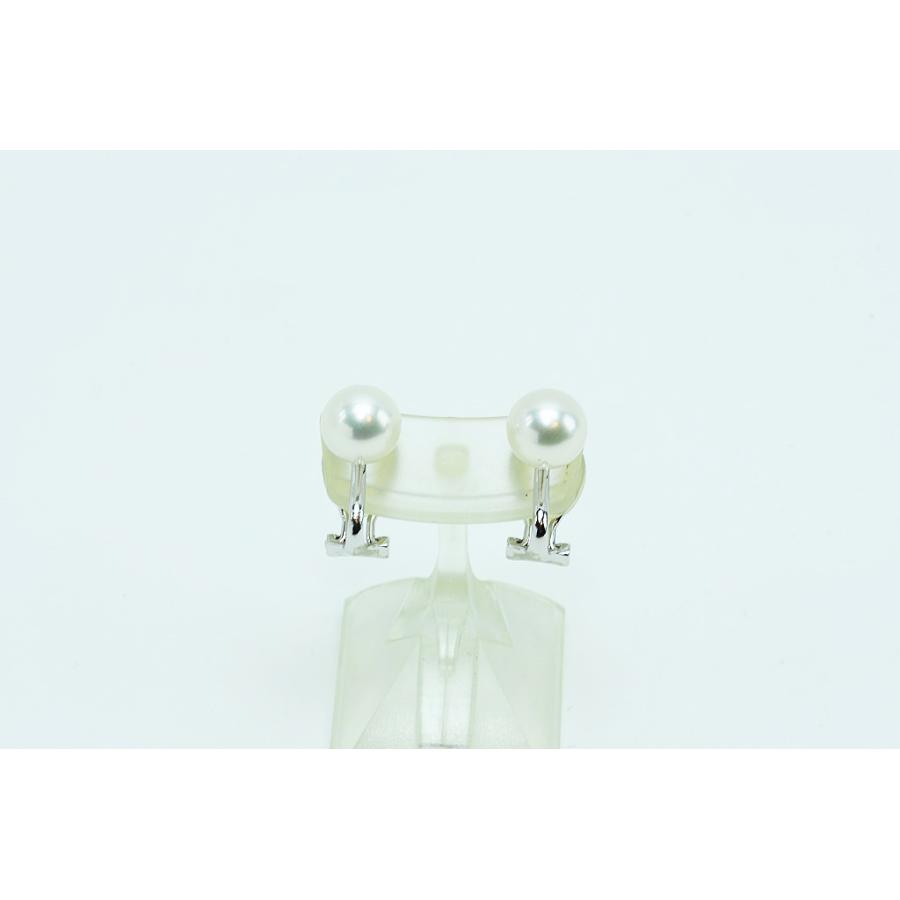 K18WG+K14WGイヤリング パール 約8mm シリコン付 3.6g 仕上げ済 中古品