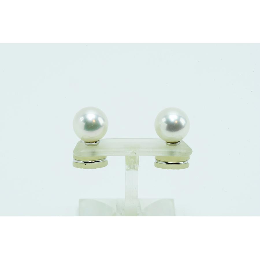 K18WG+K14WGイヤリング パール 約8mm シリコン付 3.6g 仕上げ済 中古品