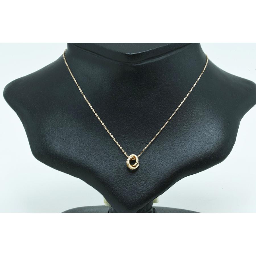 4℃（ヨンドシー） K10PGネックレス ダブルループ ダイヤ付 1.6g 簡易