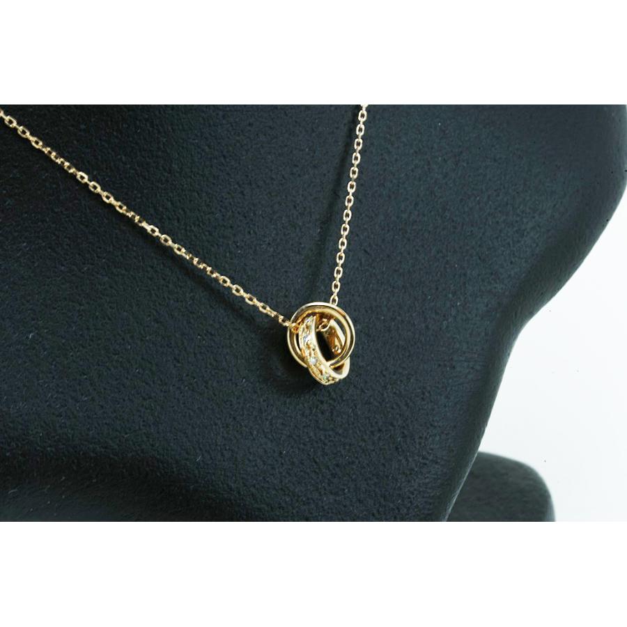 マ*ラ様 4℃ K10 2way PG ネックレス ダブルループ サークル 4℃（ヨンドシー） K10PGネックレス ダブルループ ダイヤ付 1.6g 簡易