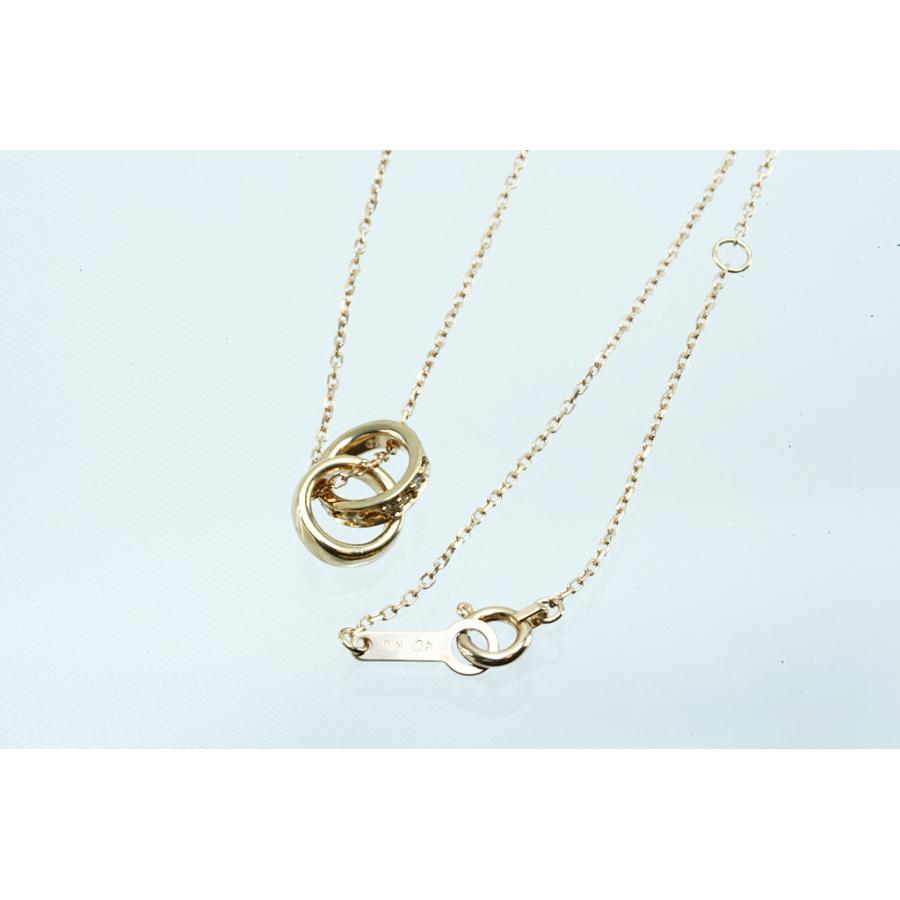 4℃ K10PGネックレス ダブルループ ダイヤ付 1.6g 簡易仕上げ 中古品 