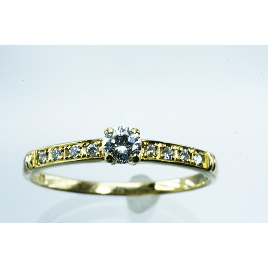 K18リング ダイヤ付デザインリング D0.15 1.4g #11 仕上げ 中古品 程度A