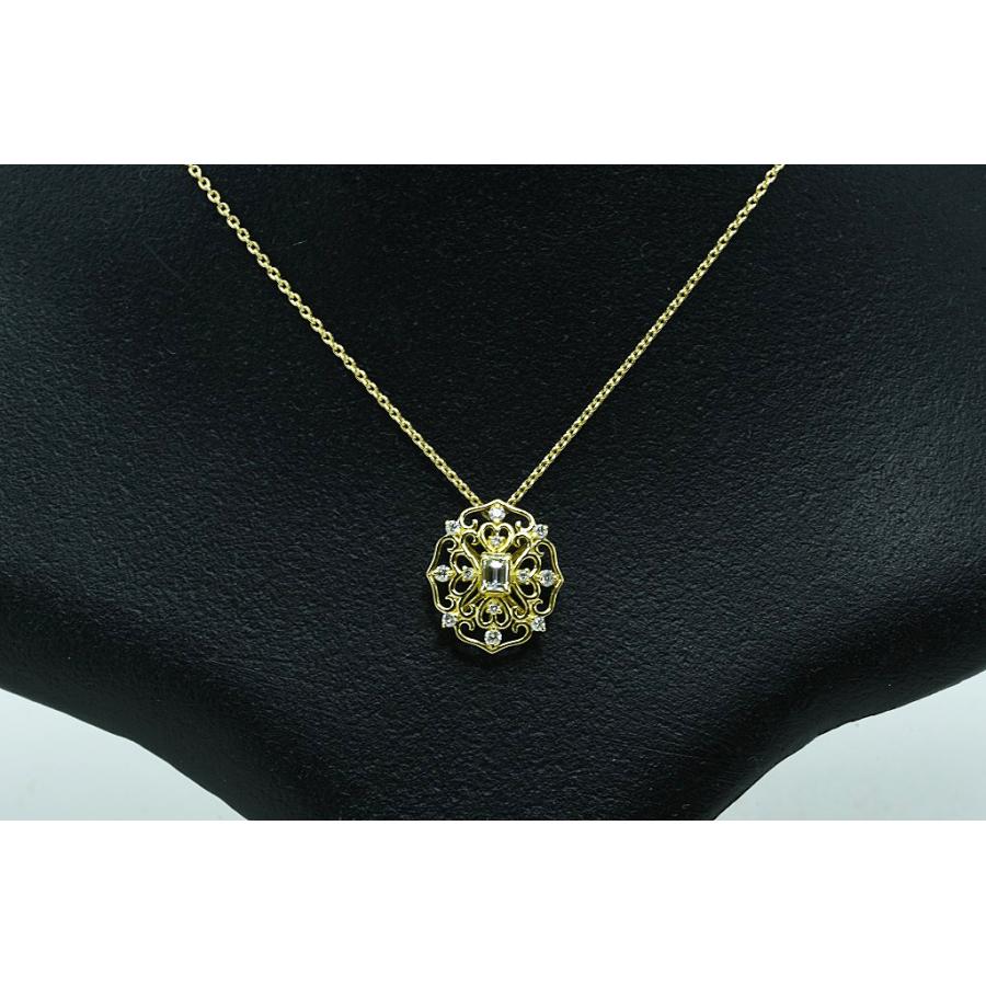 K18ネックレス ダイヤ付デザイントップ D0.10/0.10 3.2g 45cm フリー 