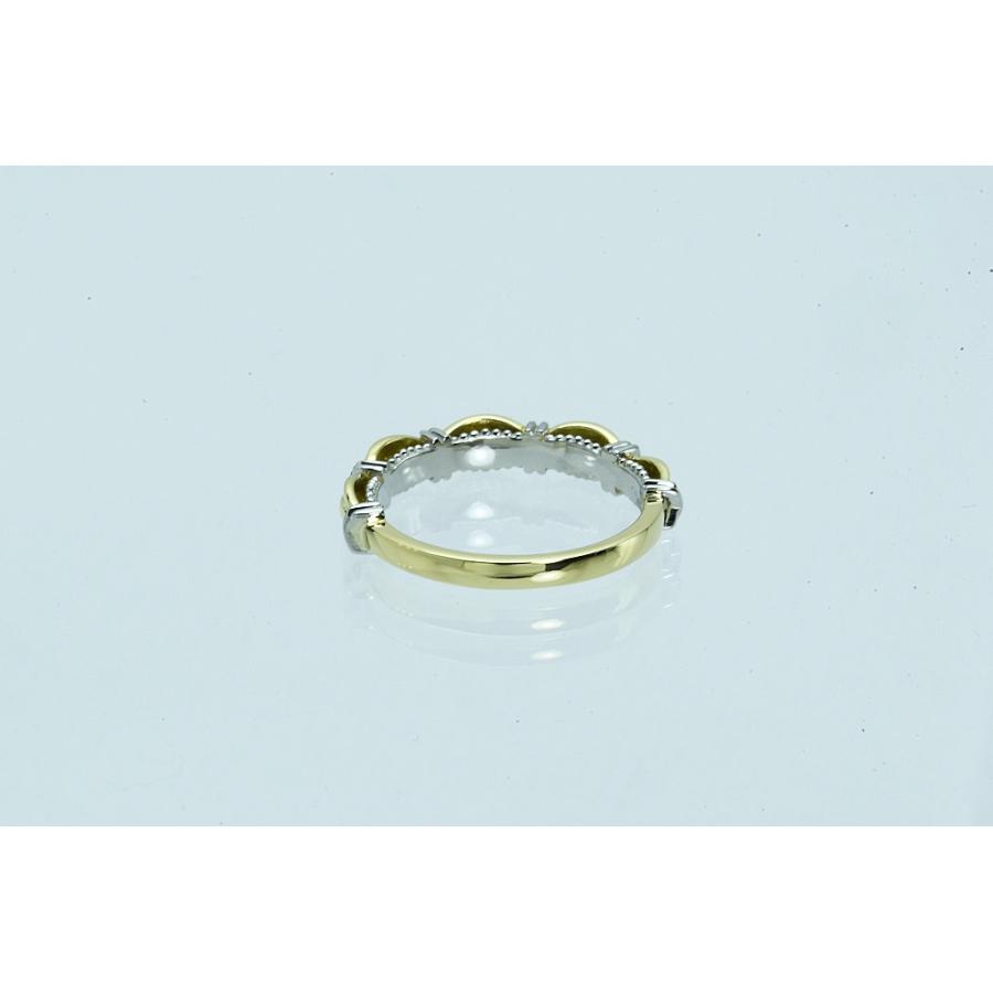 K18+Pt950リング トリートメントダイヤ付デザインリング D0.16 4.2g #15 中古品 仕上げ 程度Aの画像