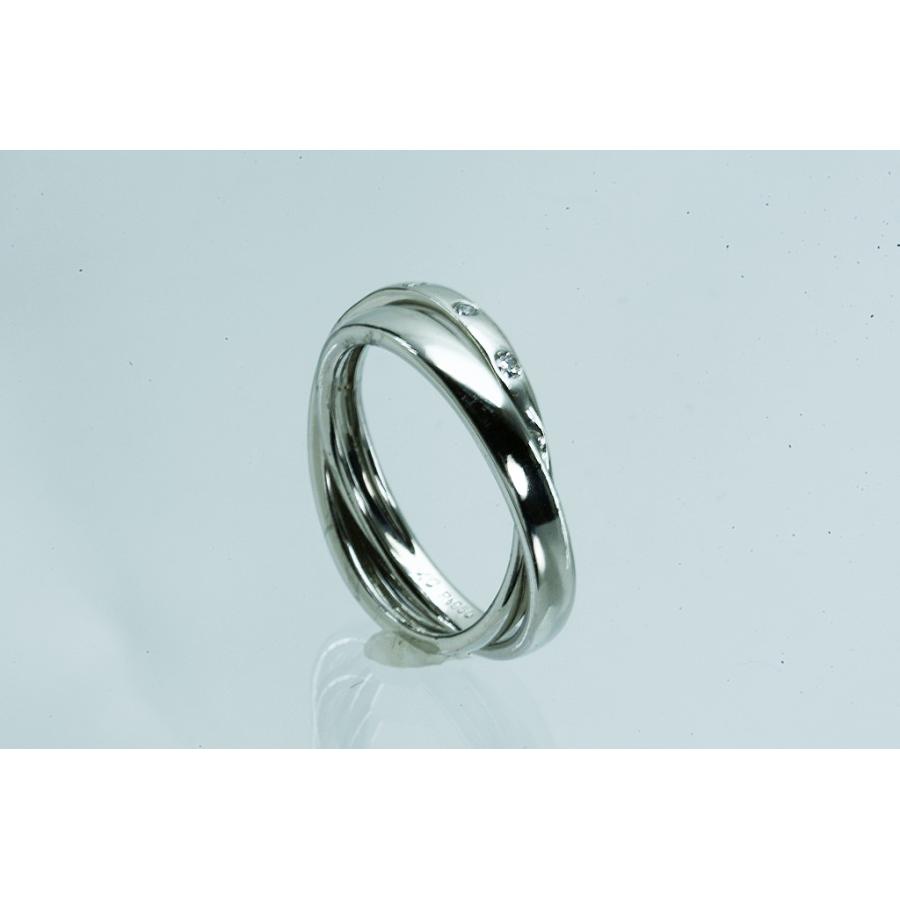4℃ ヨンドシー Pt950リング 2連ダイヤ付デザインリング 7.6g #13 仕上げ 中古品 程度Aの画像