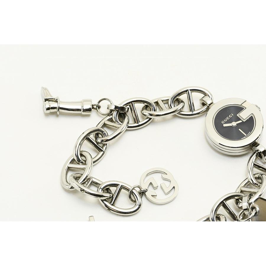 GUCCI グッチ YA107 レディース ウォッチ スリーチャーム SS 黒 中古品