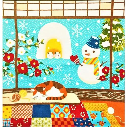 風呂敷 インテリア 出色 エコ タペストリー シャンタンさとうひろみ おしゃれ 冬景色 壁掛け かわいい 綿