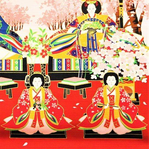 風呂敷 インテリア エコ タペストリー/シャンタン 雛段桜の森 アカ