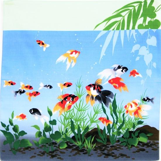 風呂敷 インテリア エコ タペストリー シャンタン 涼彩 金魚 壁掛け 綿 おしゃれ かわいい 季節 Elim Letovice Cz