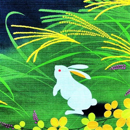 風呂敷 インテリア エコ タペストリー / 綿二巾 秋三昧 壁掛け 十五夜