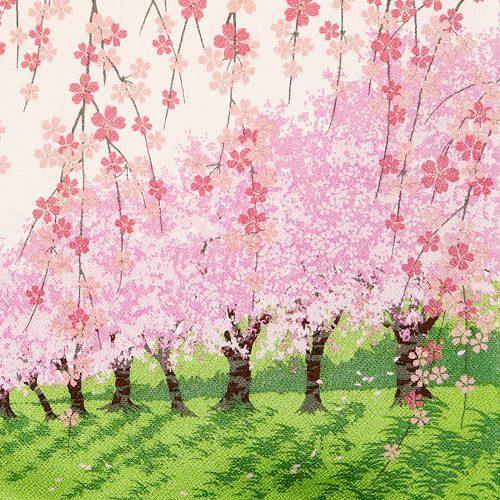 風呂敷 インテリア エコ タペストリー / ちりめん 桜 ピンク 壁掛け