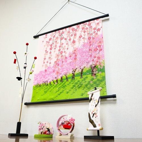風呂敷 インテリア エコ タペストリー / ちりめん 桜 ピンク 壁掛け