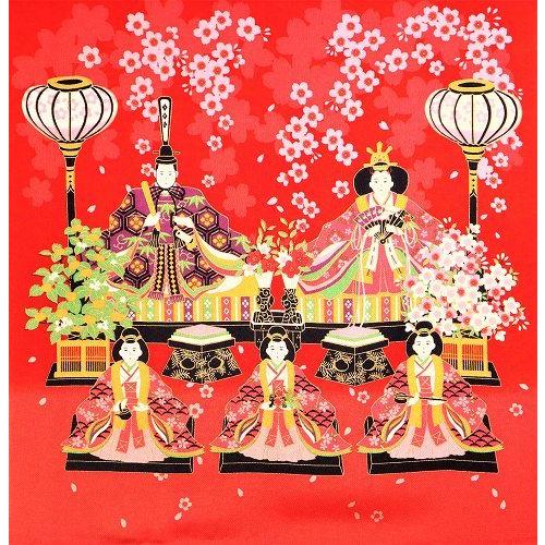 風呂敷 タペストリー インテリア 雛 壁掛け / セット棒付 ちりめん 二