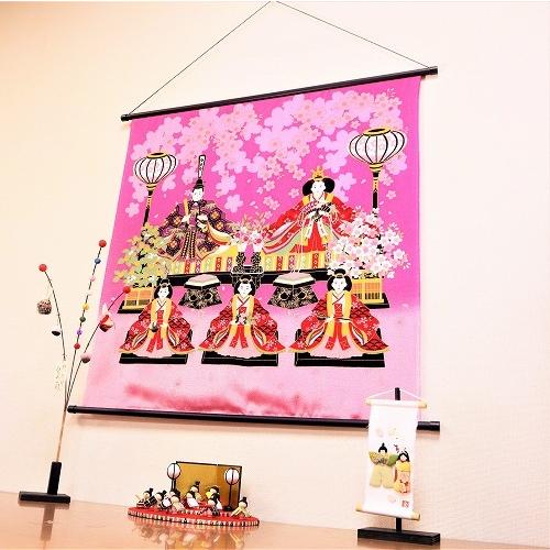 風呂敷 タペストリー インテリア 雛 壁掛け / ちりめん 二巾 ひな 桜