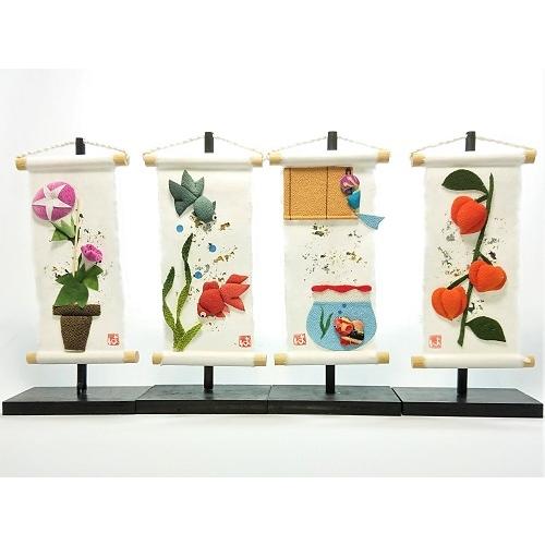 ミニタペストリー 和紙 コンパクト ちりめん 小さい / 旬のつづり 涼夏