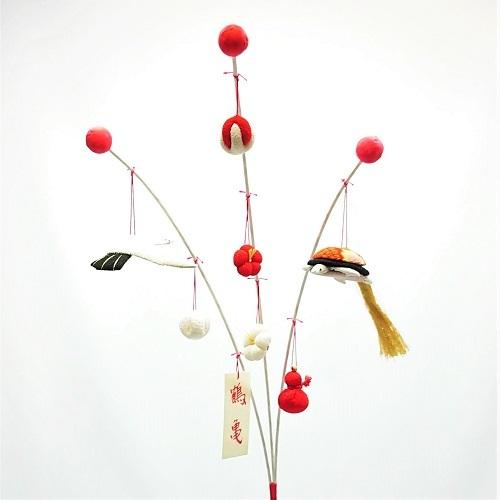 置物 ちりめん コンパクト 小さい 手作り / しだれ飾り 鶴亀 人形 飾り  