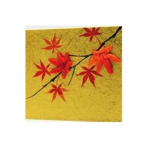 金屏風 屏風 コンパクト ちりめん 小さい 手作り/四季草花図 紅葉/置物