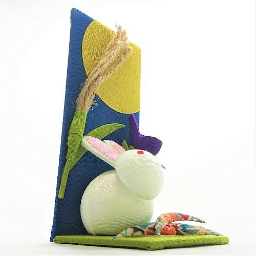 置物 コンパクト ちりめん 小さい 手作り / 月見 うさぎ お月見 十五夜