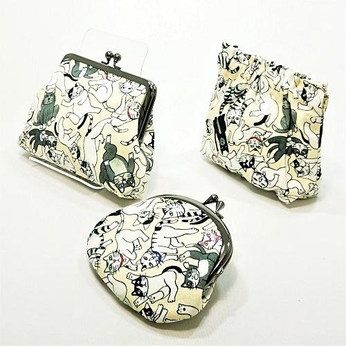 岡本肇 かば丸 Kabamaru 財布 / 角がま口 小銭入れ 猫 コインケース 和