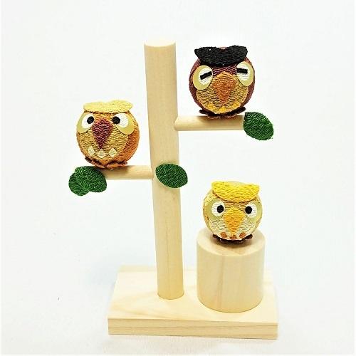 置物 コンパクト ちりめん 小さい 可愛い ふくろう / 枝のり /季節飾り