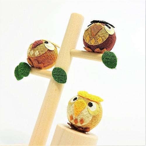 置物 コンパクト ちりめん 小さい 可愛い ふくろう / 枝のり /季節飾り