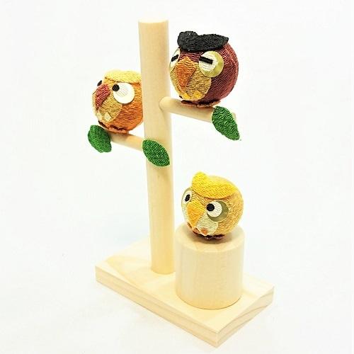 置物 コンパクト ちりめん 小さい 可愛い ふくろう / 枝のり /季節飾り