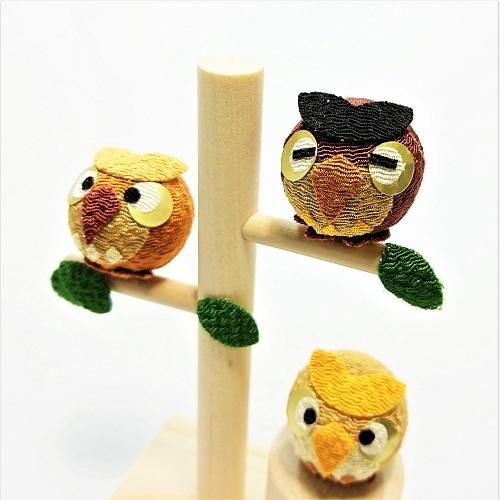 置物 コンパクト ちりめん 小さい 可愛い ふくろう / 枝のり /季節飾り