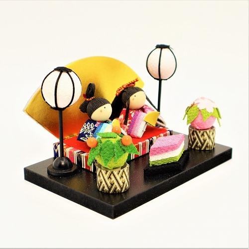 弥生座雛 / コンパクト 雛飾り ひな人形 親王飾り ちりめん 京都 和