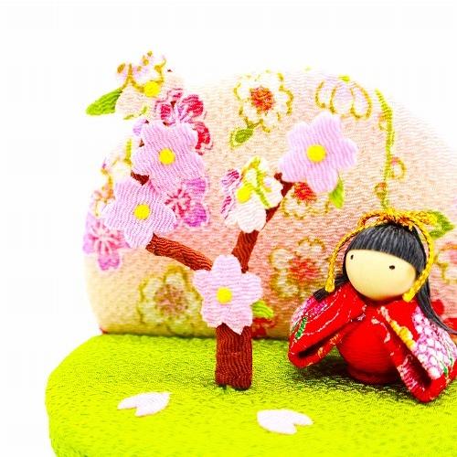 四月飾り / 置物 コンパクト ちりめん 小さい 手作り 月暦 人形 屏風