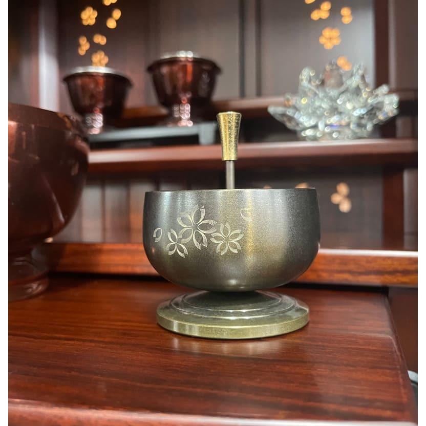 おりん 仏具 モダン 豆りん 桜彫金 りん棒セット 2点セット : 仏壇 