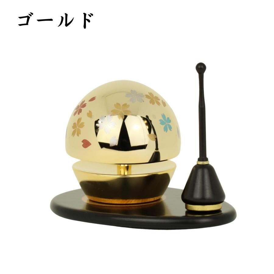 【まるりん】 おりん 仏具 モダン まるりん 加賀蒔絵 桜模様 ワイン カーキ グリーン